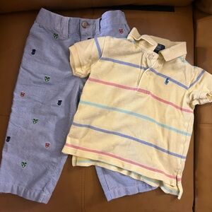 Ralph Lauren Yellow and Blue Striped Polo Set